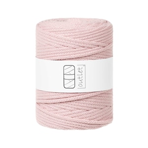 Cordoncino di cotone intrecciato rosa cipria 5 mm 100 m, cordoncino di cotone filato di cotone OUTLET
