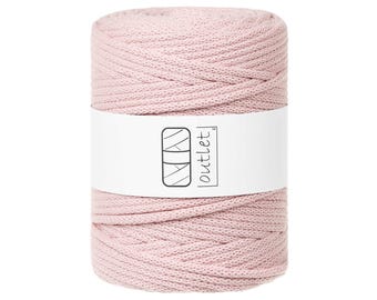 Cordoncino di cotone intrecciato rosa cipria 5 mm 100 m, filo di cotone, filato di cotone OUTLET