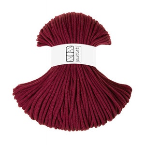 Cordino di cotone intrecciato rosso vino 5 mm 100 m, cordino di cotone filato di cotone OUTLET