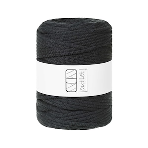 Cordon de coton tressé noir 5 mm 100 m, fil de coton, Outlet