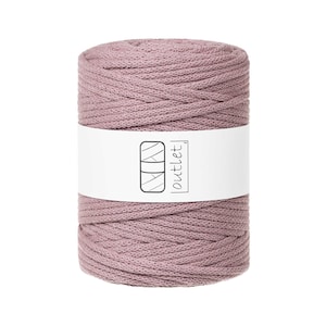 Cordão de algodão trançado rosa antigo 5 mm 100 m, cordão de algodão fio de algodão OUTLET