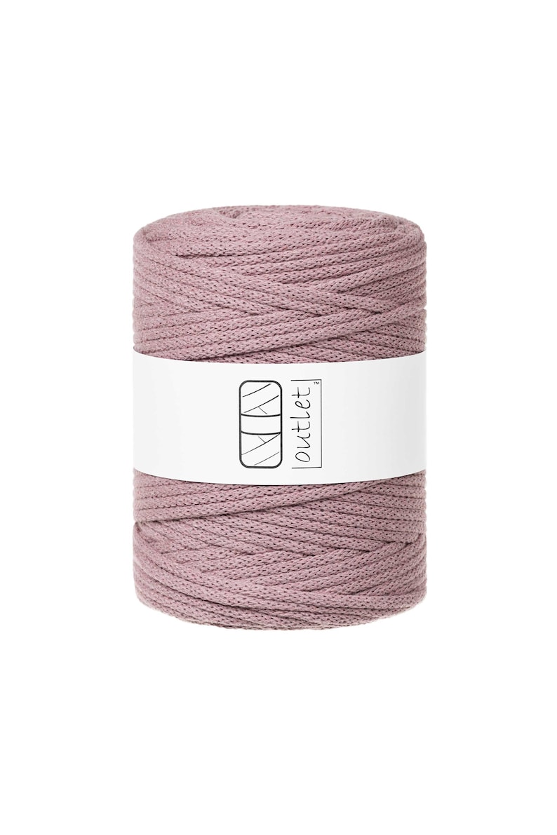 Cordón de algodón trenzado rosa empolvado de 5 mm y 100 m, hilo de algodón, OUTLET imagen 1