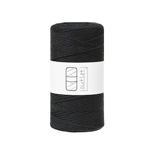 Schwarz Geflochtene Baumwollkordel 3mm 100m, Baumwollschnur Baumwollgarn OUTLET