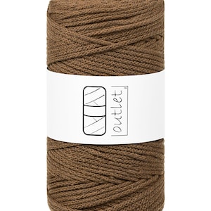 Cordão trançado de algodão cor chocolate ao leite, 3 mm, 100 m, fio de algodão, outlet