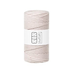 クリーム色の編み込みコットンコード 3mm 100m、コットンストリング コットンヤーン アウトレット