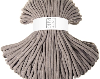 Taupe Braided Cotton Cord 9 mm 100 m, Cotton String Cotton Yarn OUTLET