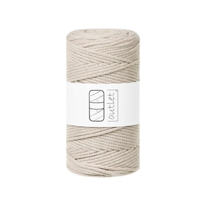 Cordón trenzado de algodón beige de 3 mm y 100 m, hilo de algodón, OUTLET