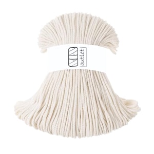 Cremefarben  Geflochtene Baumwollkordel 3mm 100m, Baumwollschnur Baumwollgarn OUTLET