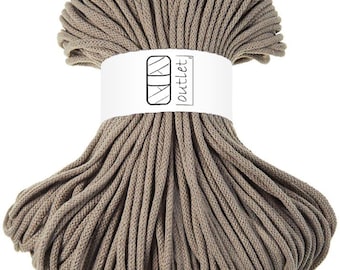 Cordón trenzado de algodón color topo de 5 mm y 100 m, hilo de algodón, OUTLET