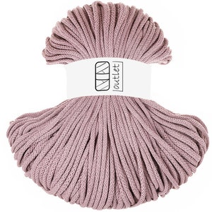 Mauve Geflochtene Baumwollkordel 5mm 100m, Baumwollschnur Baumwollgarn OUTLET