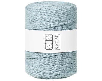 Light blue braided cotton cord 5 mm 100 m, cotton cord cotton yarn OUTLET
