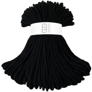 Cordoncino di cotone intrecciato nero 9 mm 100 m, filo di cotone filato di cotone OUTLET