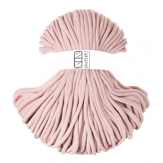 Pastel pink braided cotton cord mm 100 m, cotton cord cotton yarn OUTLET