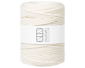 Cordón trenzado de algodón blanco natural de 5 mm y 100 m, hilo de algodón, hilo de algodón OUTLET