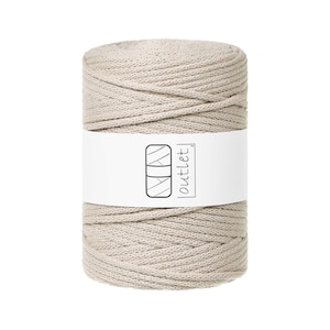 Beige braided cotton cord 5 mm 100 m, cotton string cotton yarn OUTLET