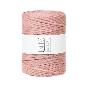 Cordon en coton tressé rose perle 5 mm 100 m, fil de coton OUTLET