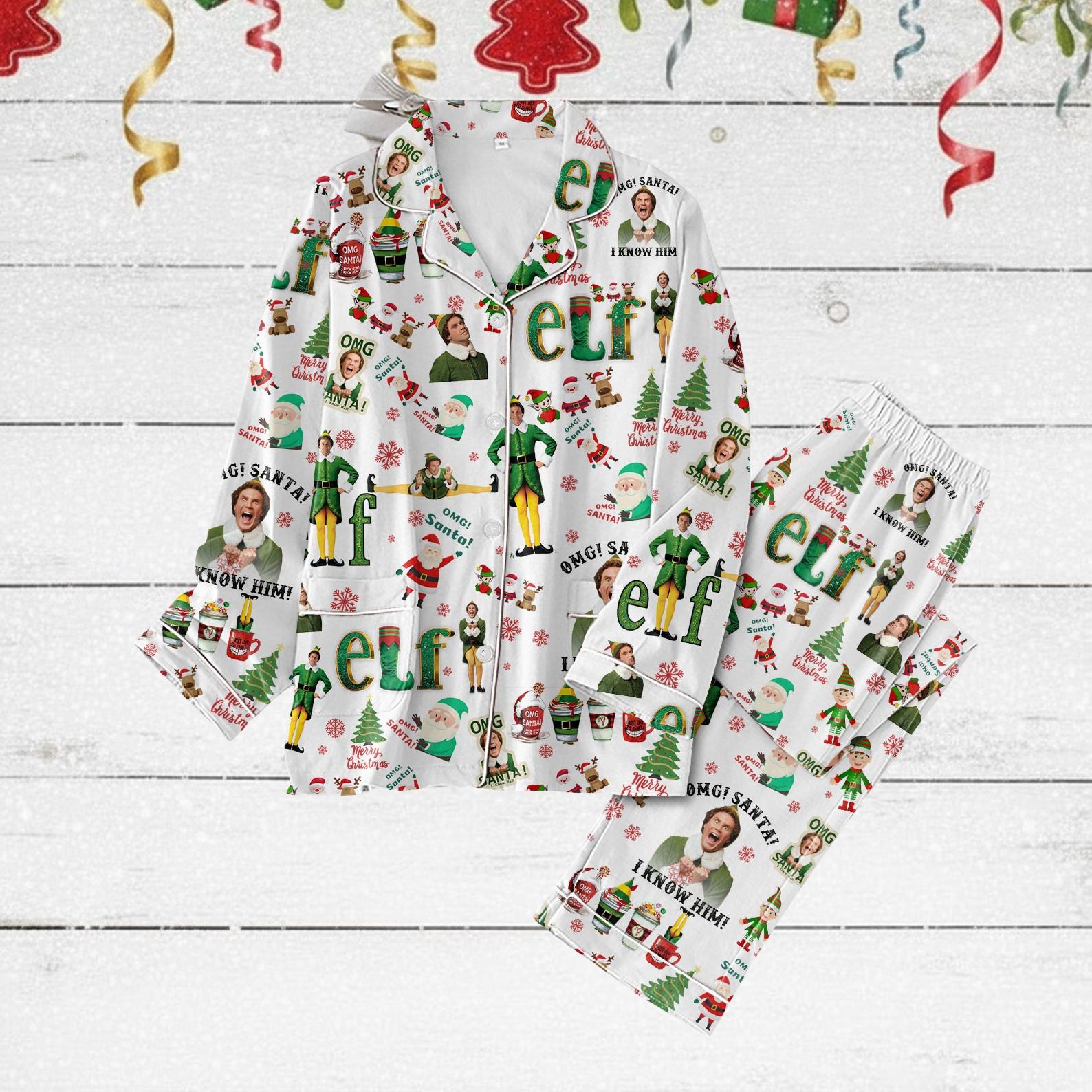 Discover Christmas Elf Pajamas, Santa Buddy Elf Xmas Pajamas, Funny Elf Movie Holiday Pajamas, Christmas Movie Pjs, Christmas Gifts