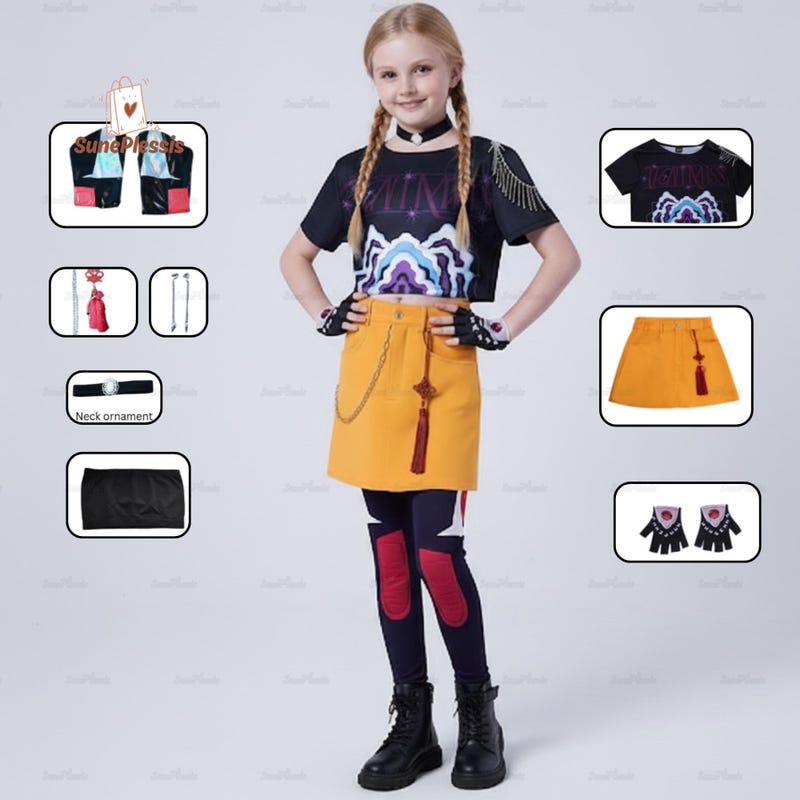 Costume Mira Pour Fille - Déguisement Chanteuse Pop Avec Perruque - Pour Halloween, Spectacle Et Jeu De Rôle