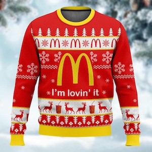 Christmas McDonald’s Ugly Sweater, McDonalds Xmas Sweater, McDonalds Ugly Christmas Sweater, McDonalds Reindeer Sweater