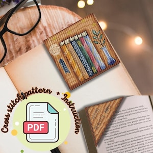 Cross Stitch Bookmark Pattern: Books & Keeps Reality Away (PDF Download)