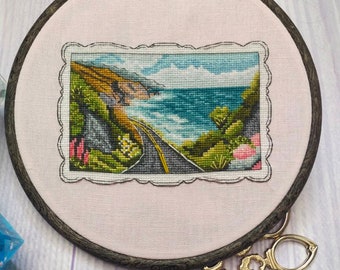 Summer cross stitch pattern, Cross Stitch Flower, Seascape Cross Stitch, Cross Stitch Art