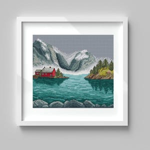 Padrão de ponto cruz Noruega Paisagem, Tutorial de bordado, Gráfico de ponto cruz, Download instantâneo em PDF, Faça você mesmo para presente, Padrão de fiorde da Noruega