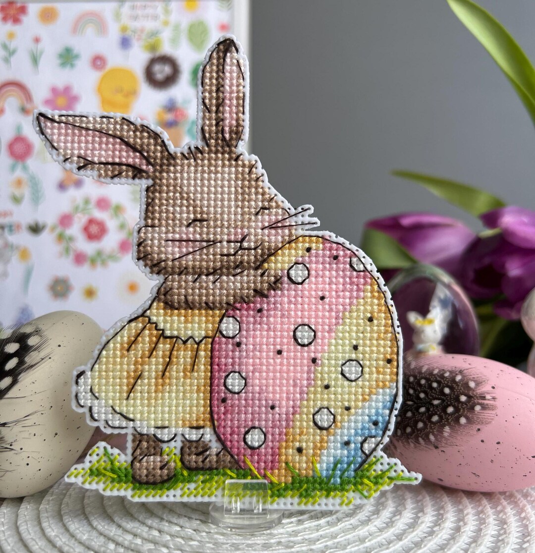 Rabbit Easter Egg Cross Stitch Pattern: Easy Mini Embroidery (PDF ...