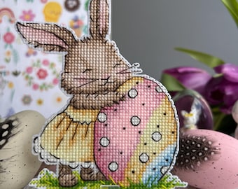 Rabbit Easter Egg Cross Stitch Pattern: Easy Mini Embroidery (PDF Pattern