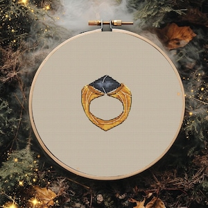 Patrón de punto de cruz de anillo de serpiente en PDF, diseño de bordado de joyería fantástica, tabla de artefactos de mago