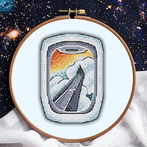 Sky View Cross Stitch Pattern: Airplane Window Embroidery (PDF Download)