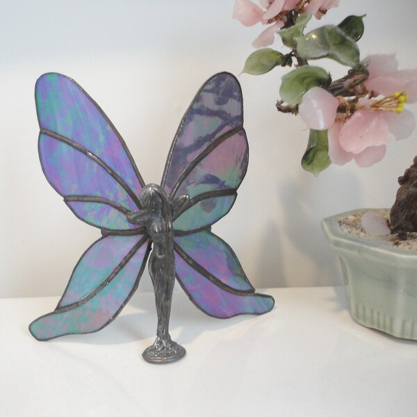 Fairy Statue * Stained Glass * Sculpture * Vintage Statue * Art Nouveau * Angel * Home Decor * Iridescent * Faerie * Magical * Fae