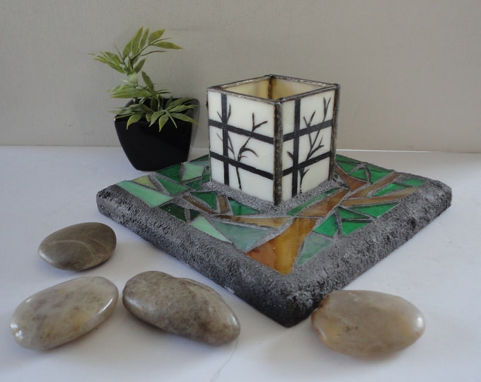 Japanese Floating Lantern Garden Sculpture Stained Glass Etsy