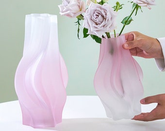 Simple glass vase | Creative frosted glass vase | Irregular hydroponic flower arrangement | Home decoration | Home furnishings
