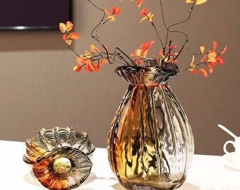 Light luxury handmade glass vases | Home furnishings | Flower arrangements | Home decoration | Retro vases | Housewarming