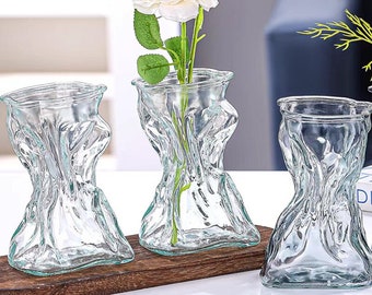 Handmade glass vase | Simple ornaments | Creative money bag dried flower vase | Retro vase | Home decoration