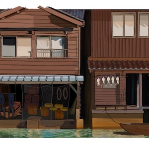 Maisons de pêcheurs – Estampe de Maghy en Édition Limitée (20 ex. par format) – Signée & Certifiée