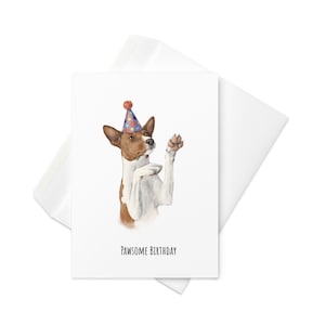 Basenji dog Birthday Greeting card &quot;PAWSOME BIRTHDAY&quot;