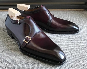 Neue Mode Nach Maß Herren Handgefertigte Echte Braun Leder Doppel Riemen Formelle Monk Schuhe