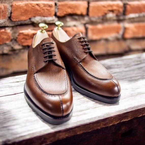 chestnut brown dress shoes Handmade Grain Leather Oxford Shoes: Derby Rustic home decor Handcrafted with full grain Explanation of the Black-Blue, Size:dress size pants : 34 Unfinished bottom