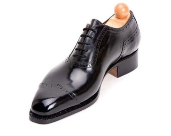 Trendy heren nieuwe mode handgemaakte zwarte lederen cap teen veterschoenen formele Oxford Semi Brogue feestkleding schoenen