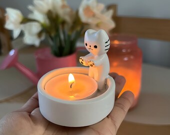 Kitten Candle Holder | Cat Candle Holder | Unique Home Decor | Desk Candle Holder | Cat Lover Gift