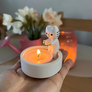Kitten Candle Holder | Cat Candle Holder | Unique Home Decor | Desk Candle Holder | Cat Lover Gift