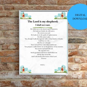 Psalm 23 Wall Art, The Lord Is My Shepherd Print, Christian Scripture Decor, Bible Verse Wall Art, Religious Print, Faith-Based Home Decor