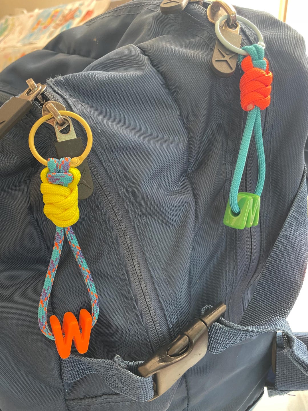 Chunky Letter Keychain: Neon Paracord Backpack Tag - Etsy