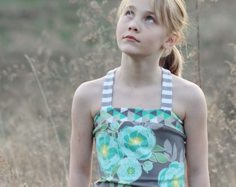 Downloadable Sewing Pattern, PDF Sewing Pattern the TYBEE TANK Top and Dress Size 2-12