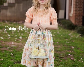 Downloadable Sewing Pattern, the CECILLE Top & Dress Sizes 2-12, Girls Top, Girls Dress, Bishop Sleeve, Peplum, PDF Pattern, Tutorial