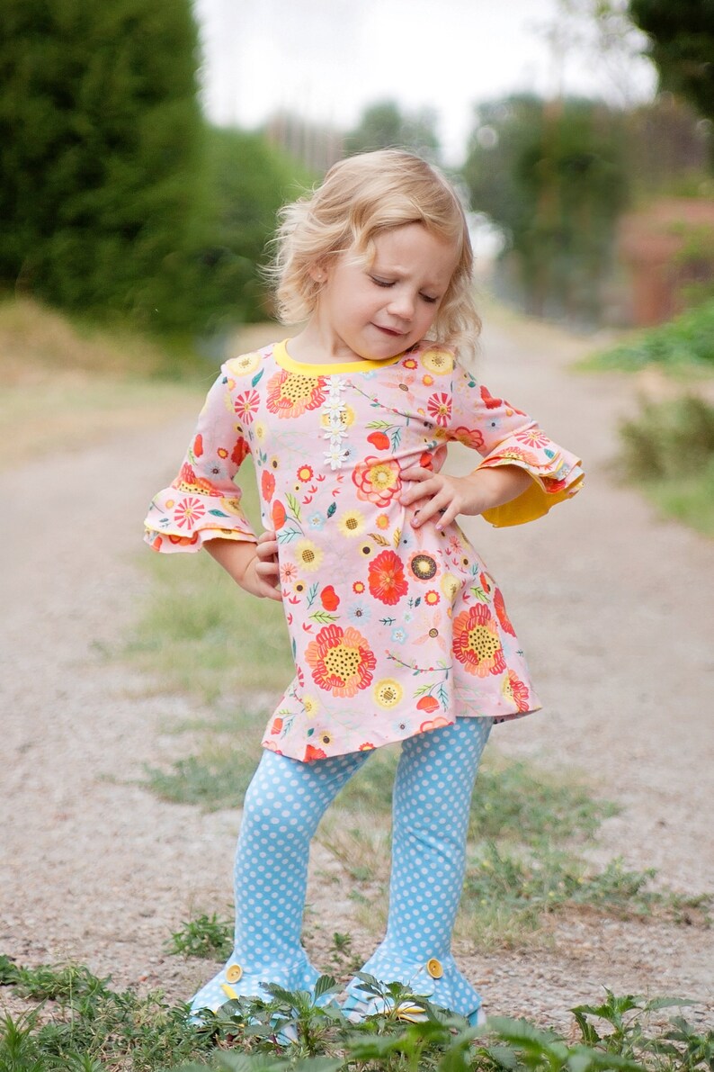 Downloadable Sewing Pattern, the PETUNIA PETAL Pants, PDF Sewing Pattern Leggings, Girl's Sizes 2-12, Ruffle Pants, Ruffle Shorts, 3 lengths image 9