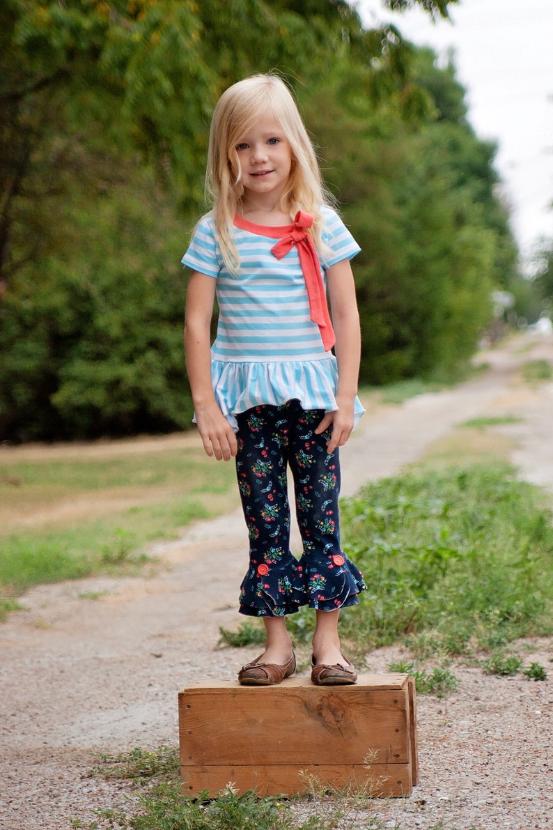 Downloadable Sewing Pattern, the PETUNIA PETAL Pants, PDF Sewing Pattern Leggings, Girl's Sizes 2-12, Ruffle Pants, Ruffle Shorts, 3 lengths image 10