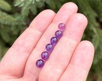 6 pcs 6mm Amethyst spheres, Healing Crystals, Purple Spheres, Chakra Stones, loose gemstones, cage jewelry, wire wrapping, NO HOLE, 1/4 inch