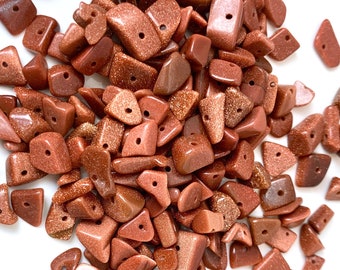 20g Goldstone BEAD chips, Raw Beads, Chip Beads, Small Orange Beads, Tree of Life Bead, Fairy Garden, Zen Garden, Terrarium, 100+ beads